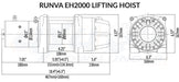 Runva EH2000 Premium 2000lb 12v/24v Lifting Hoist Winch - Hoists
