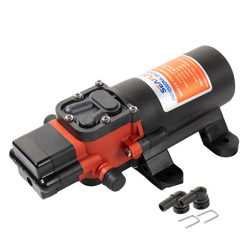 Seaflow 12V water pressure diaphragm pump with two barbed elbow fittings