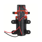 Rear view of the Seaflow pump showing the red and black power leads and mounting bracket