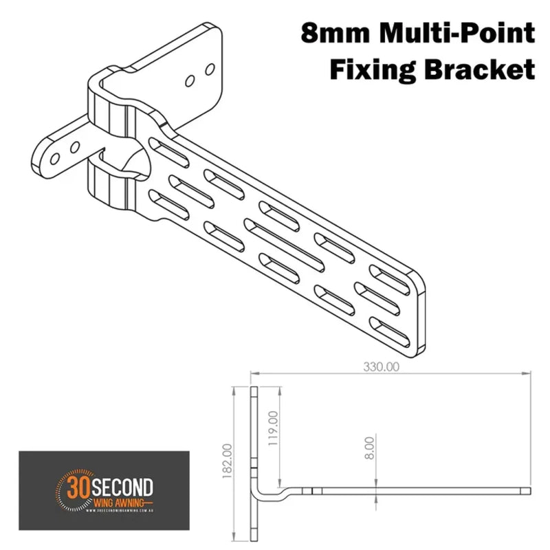 30 Second 8mm Multipoint Awning Fixing Brackets | Single