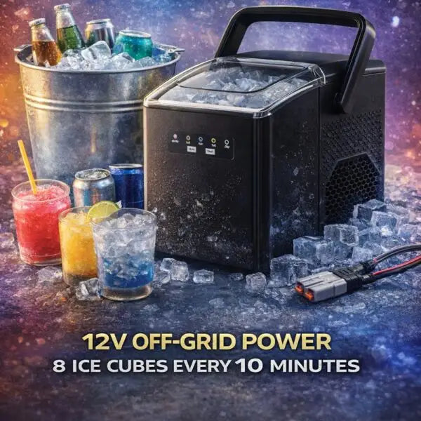 Polaris 12v Ice Maker with ice bucket and ice cold drinks