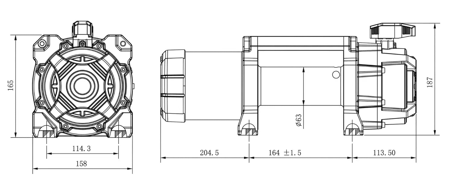 Carbon Offroad RS9-S 9000lb Short Drum product diagram