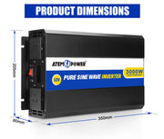 Pure sine wave inverter from ATEM POWER 3000W capacity for reliable power conversion