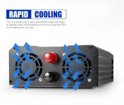 Power inverter with dual cooling fans, indicator lights, and pure sine wave technology