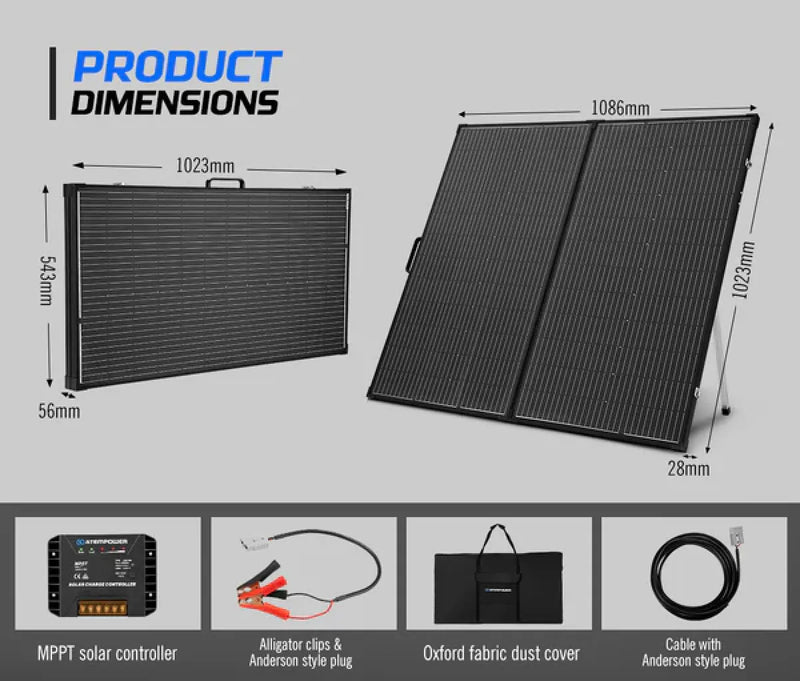 Atem Power 12V Mono Folding Solar Panel Kit | 200W