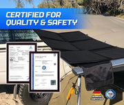Atem Power 12V Portable Solar Blanket Mat with vehicle awning safety certifications