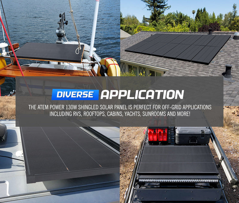 Atem Power 12v Shingled Mono Bifacial Solar Panel | 130W - Rooftop Solar Panel