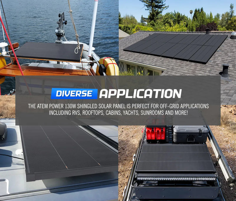 Atem Power 12v Shingled Mono Bifacial Solar Panel | 130W - Rooftop Solar Panel