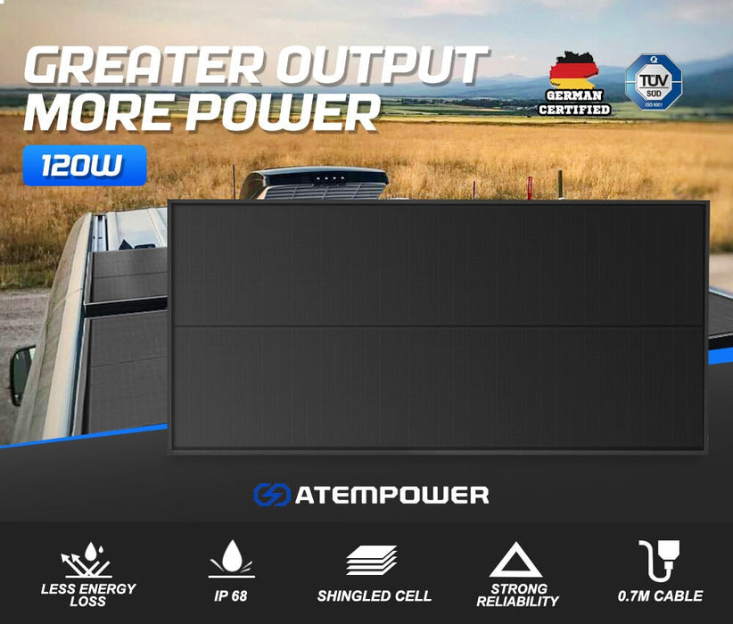 Atem Power 12v Shingled Mono Solar Panel Kit | 120W/200W - Rooftop Solar Panel