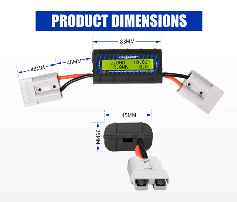 ATEM POWER 200A Digital Watt Meter with LCD display for amp volt power measurement