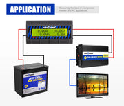 Diagram of ATEM POWER 200A Digital Watt Meter system with battery and connected devices