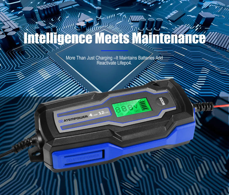 Smart Battery Charger 4A 6V/12V Automatic SLA AGM Car Truck Boat Motorcycle - Sunyee