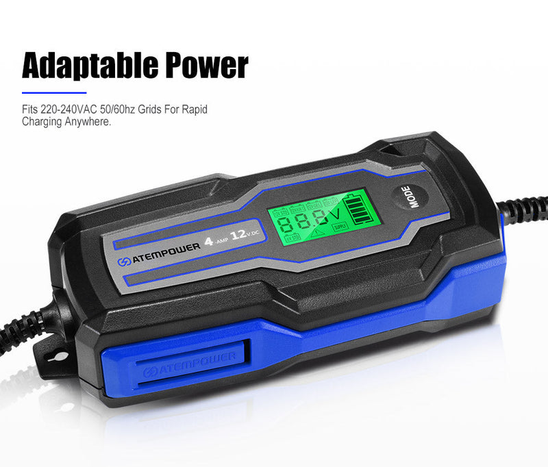 Smart Battery Charger 4A 6V/12V Automatic SLA AGM Car Truck Boat Motorcycle - Sunyee
