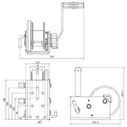 Atlantic Marine Trailer Winch HD 1500kg dimensions in mm