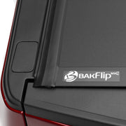 Close-up of the BAKFlip MX4 matte black panel corner and logo