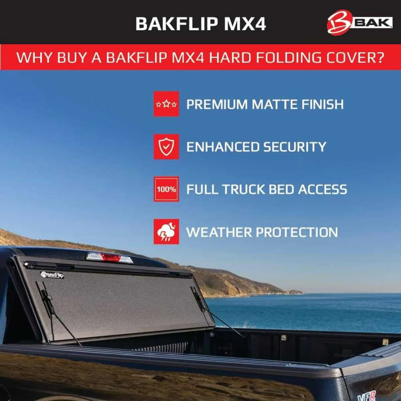 BAK Industries Bakflip MX4 Hard Folding Tonneau Cover for Ford F-150 Super Crew (5’5)