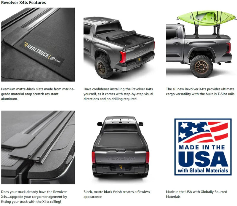 BAK Revolver X4TS Hard Rolling Tonneau Cover with T-Slot Rails for Ford F-150 6'5 Bed