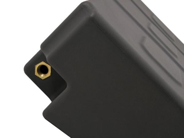 Black plastic electronic device with gold port for Boab 50L Tapered Water Tank Kit