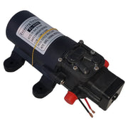 Black electric water pump with red connectors on Boab 55L water tank bundle