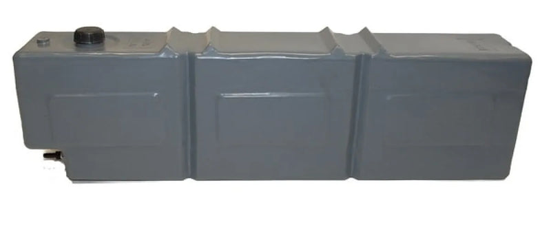 Gray rectangular plastic water tank with compartments from Boab 55L Water Tank Bundle