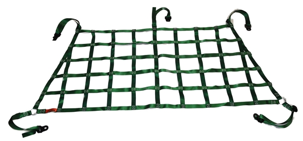 Cargo barrier net with hooks at the corners for secure tie downs in Boab Cargo Barrier