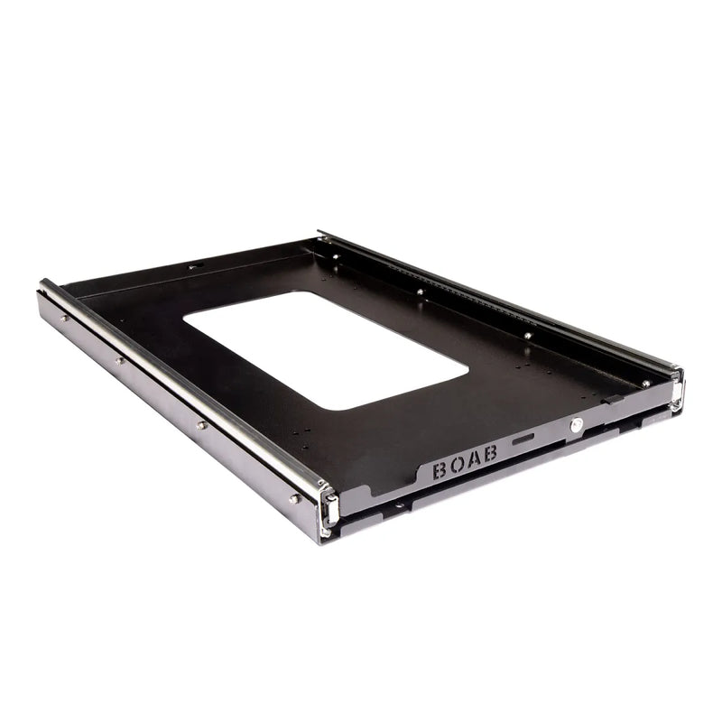 Heavy duty fridge slide with mounting bracket and sliding rails for secure storage