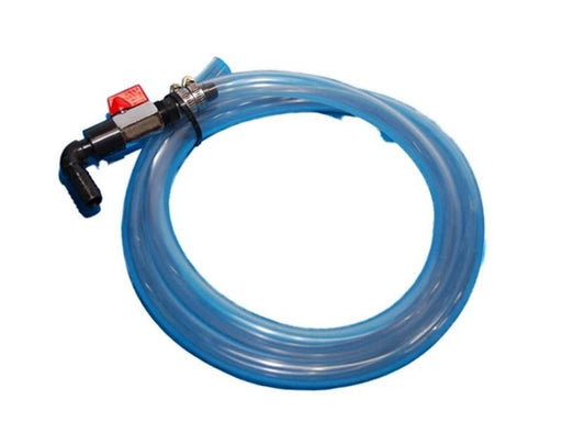 Blue plastic hose with black and red connector attachment for Boab Hose Kit water tanks