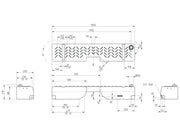 Technical drawing of Boab Poly 40L Water Tank with detailed measurements for remote regions