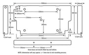 Technical drawing of the Boab Poly Diesel Fuel Tank mounting bracket with labeled dimensions