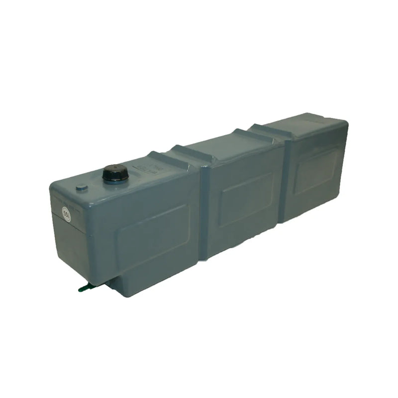 Gray poly water tank with ridged sections and cap for Ute Mount 55 Litre Water Tank