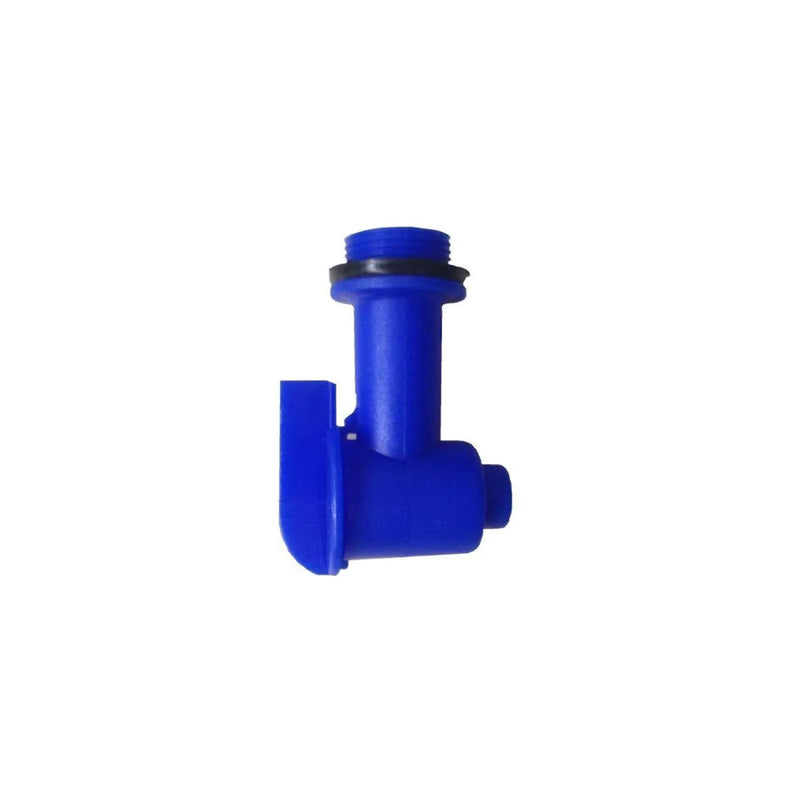 Blue plastic plumbing pipe fitting for poly water tanks and replacement taps