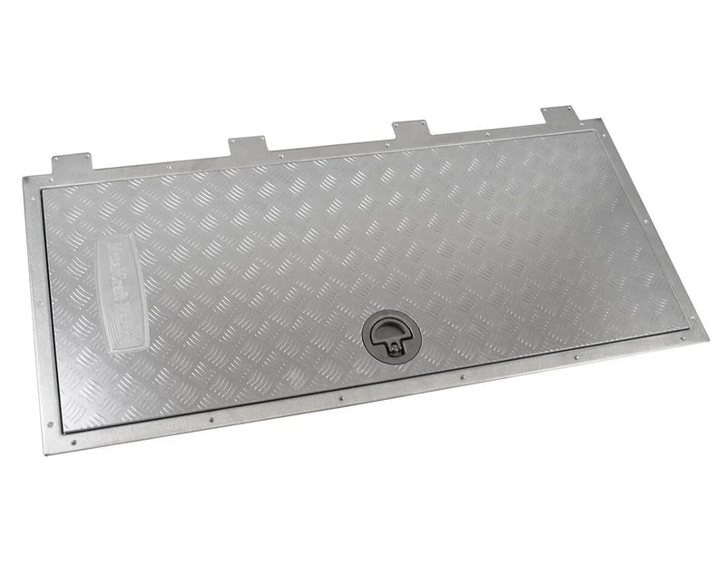 Bomar Aluminium Tread Plate Access Hatch with J-Hinges | 1235x590mm - Deck Hatches