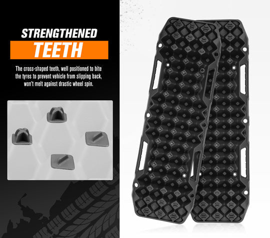 Black Textured Bunker Indust Recovery Boards with Diamond Tread Pattern and Side Slots