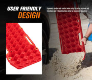 Bunker Indust Red Plastic Recovery Boards with hexagonal holes for vehicle recovery track
