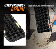 Bunker Indust recovery boards with textured rubber surface and hexagonal holes for traction