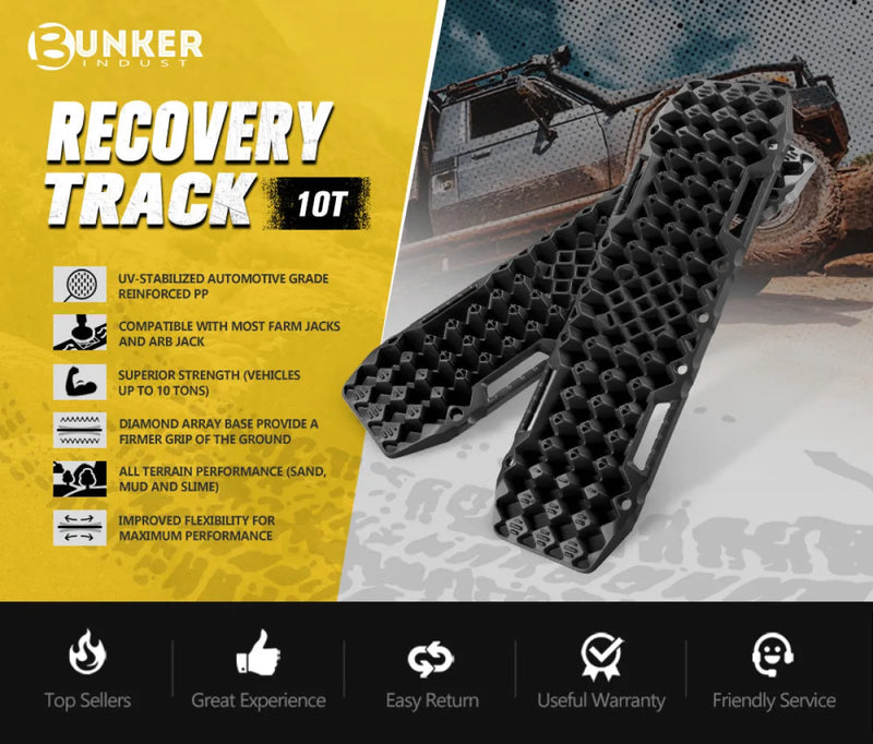 Bunker Indust Recovery Tracks Farm Jack Base 10T Board Sand Mud Snow OffRoad 4WD Black - detail 1