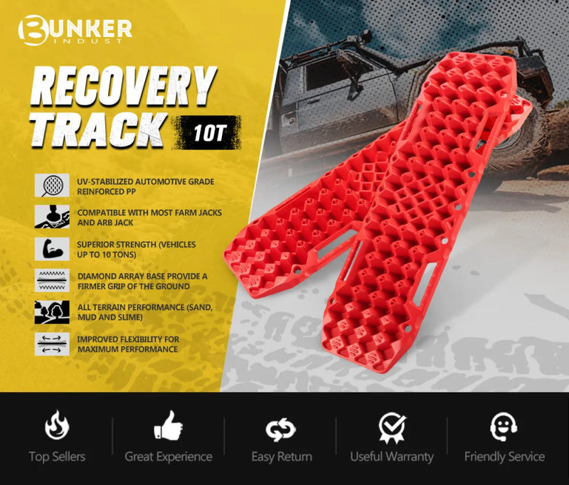 Bunker Indust Recovery Tracks Farm Jack Base 10T Board Sand Mud Snow OffRoad 4WD Red - detail 1