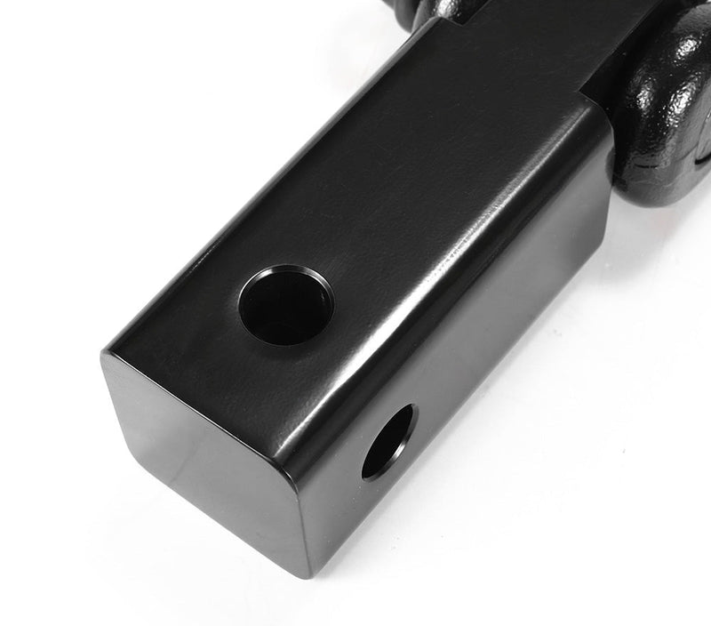 Black metal recovery hitch with circular holes for 4x4 recovery hitch or tow bar