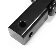Black metal recovery hitch with circular holes for 4x4 recovery hitch or tow bar