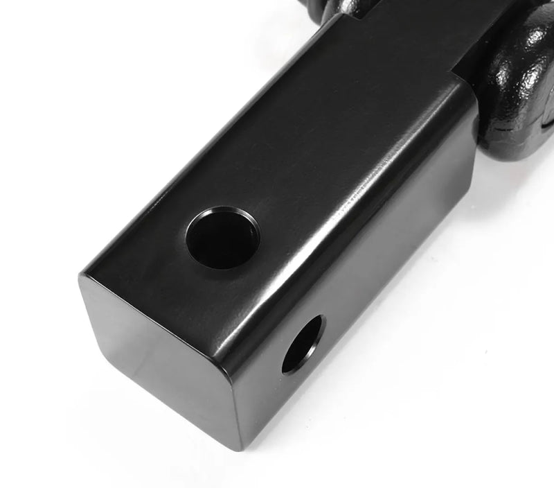 Black metal recovery hitch with circular holes for 4x4 recovery hitch or tow bar