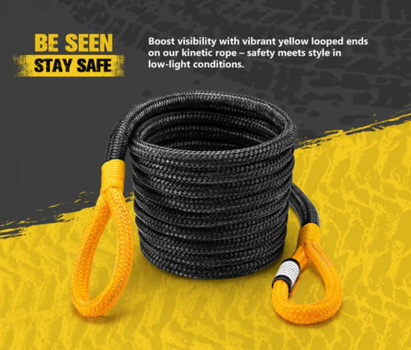Secure Tech Kinetic Rope Bunker Indust Kinetic Recovery Rope 15T Snatch Strap | 25mm x 9m — 4x4 ...