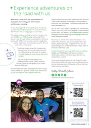 Marketing brochure page highlighting Camps Australia Wide 12 for low-cost camping adventures