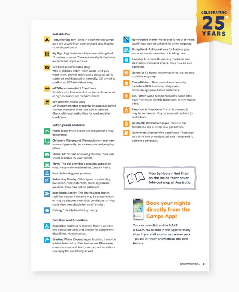 Caravan Parks 7 Camp Guide Book |  25th Anniversary Edition