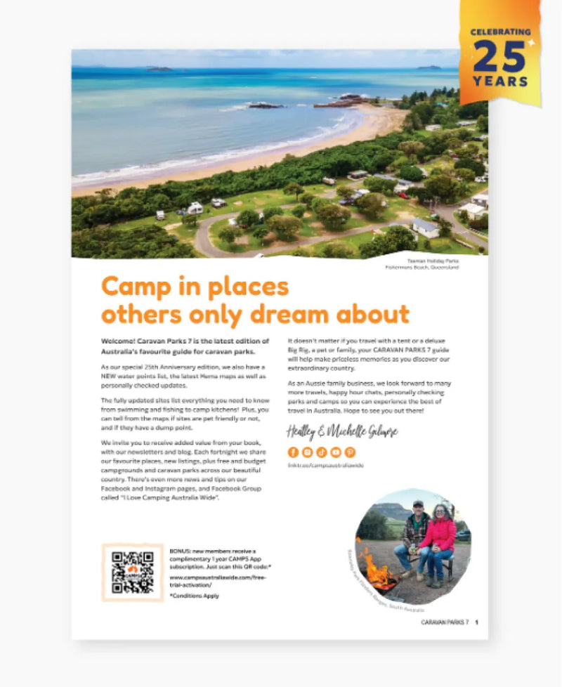 Caravan Parks 7 Camp Guide Book |  25th Anniversary Edition