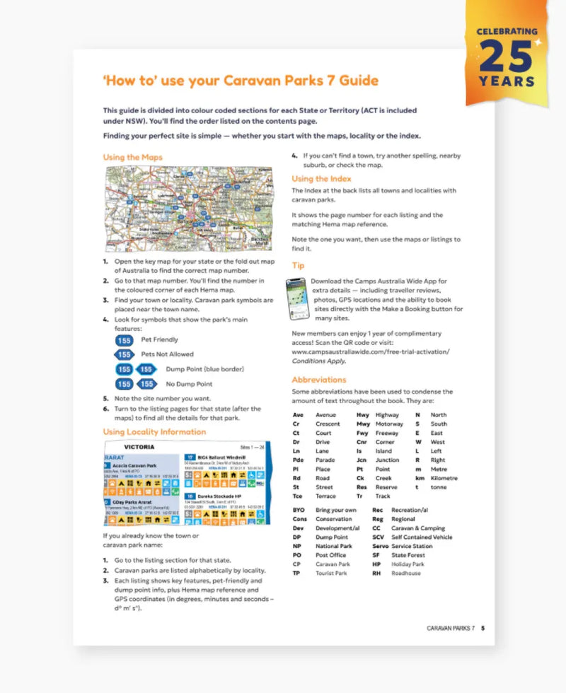 Caravan Parks 7 Camp Guide Book |  25th Anniversary Edition