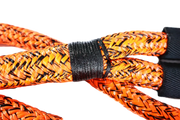 Braided orange carbon offroad kinetic recovery rope with black binding in center