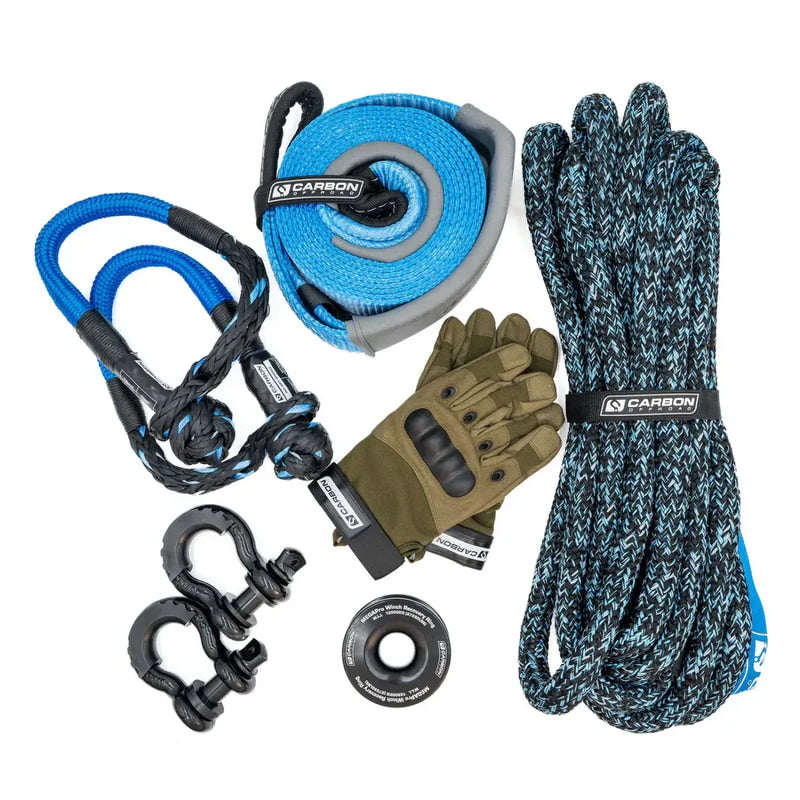 Carbon Offroad 12K Winch and Recovery Kit Bundle - kinetic recovery rope