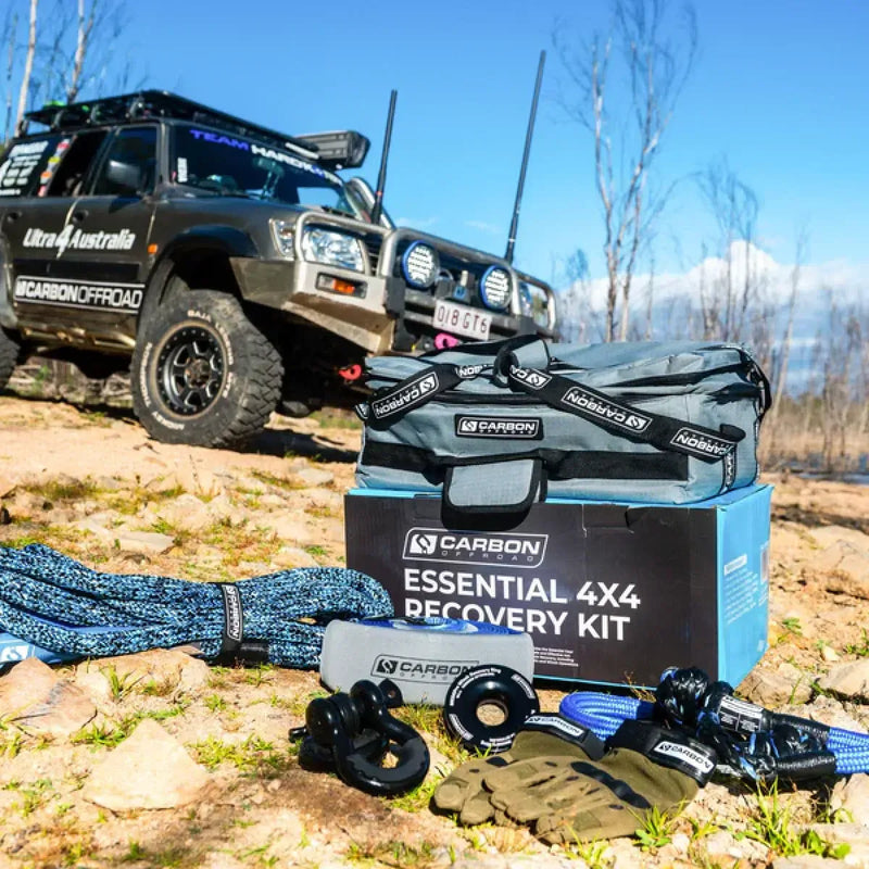 Carbon Offroad 12K Winch and Recovery Kit Bundle - recovery kit in use