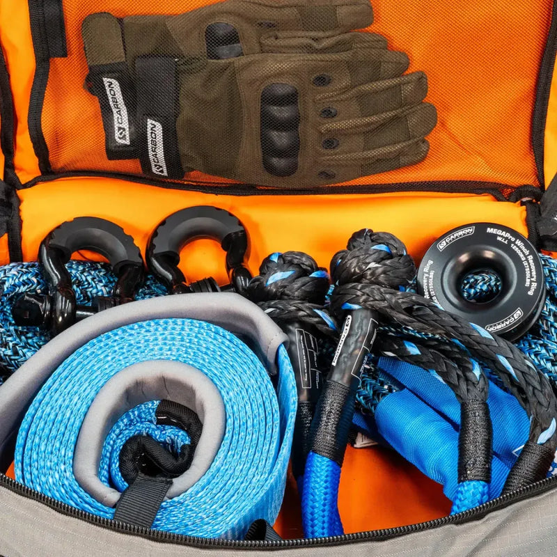Carbon Offroad 12K Winch and Recovery Kit Bundle - winch recovery ring and tree trunk protector