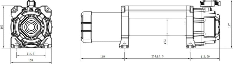 Carbon Offroad 12K Winch with Black Synthetic Rope